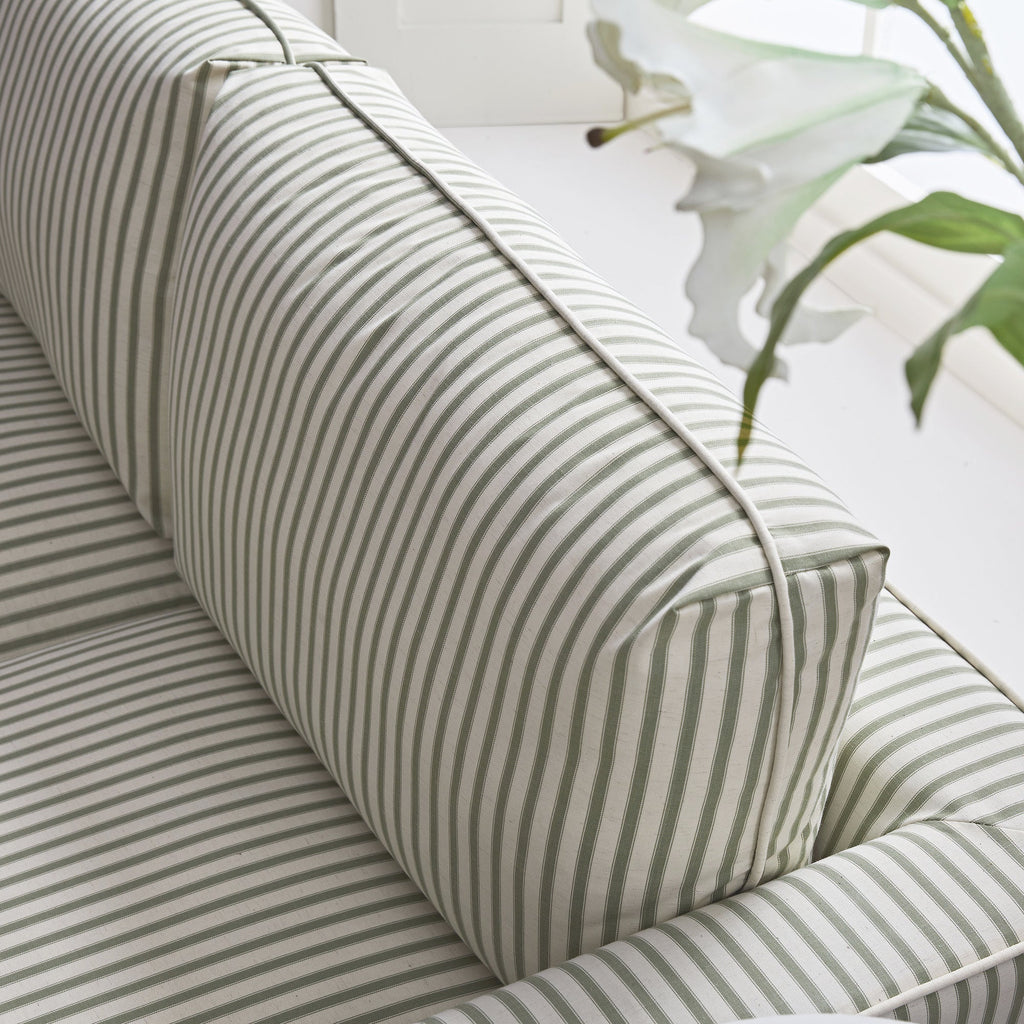 Fitz Skirted 2-Seater Sofa, Sage Striped Linen Blend