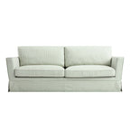 Fitz Skirted Large 3-Seater Sofa, Sage Striped Linen Blend