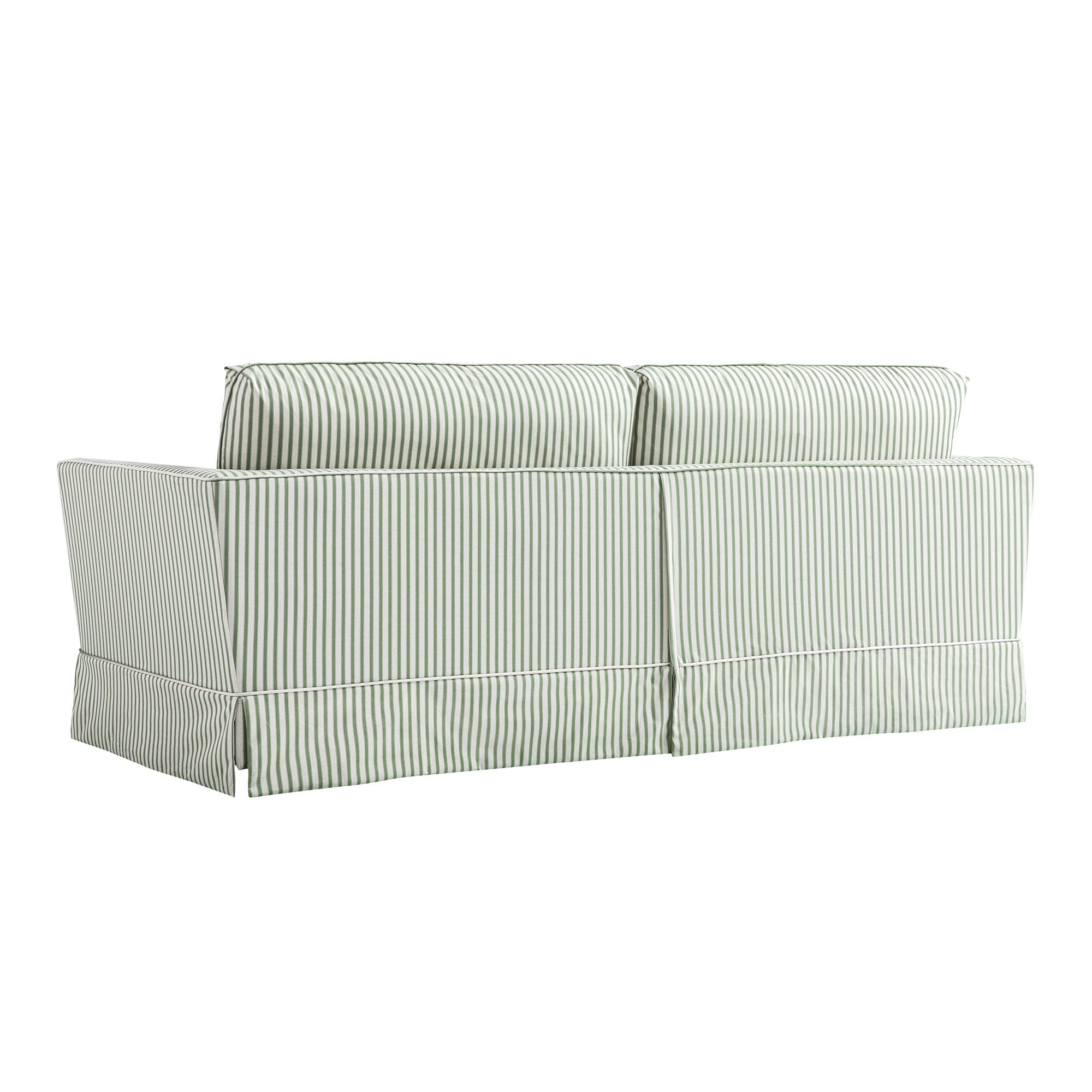 Fitz Skirted Large 3-Seater Sofa, Sage Striped Linen Blend