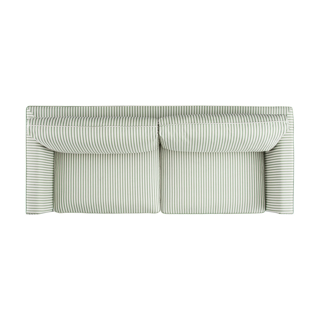 Fitz Skirted Large 3-Seater Sofa, Sage Striped Linen Blend