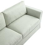 Fitz Skirted Large 3-Seater Sofa, Sage Striped Linen Blend
