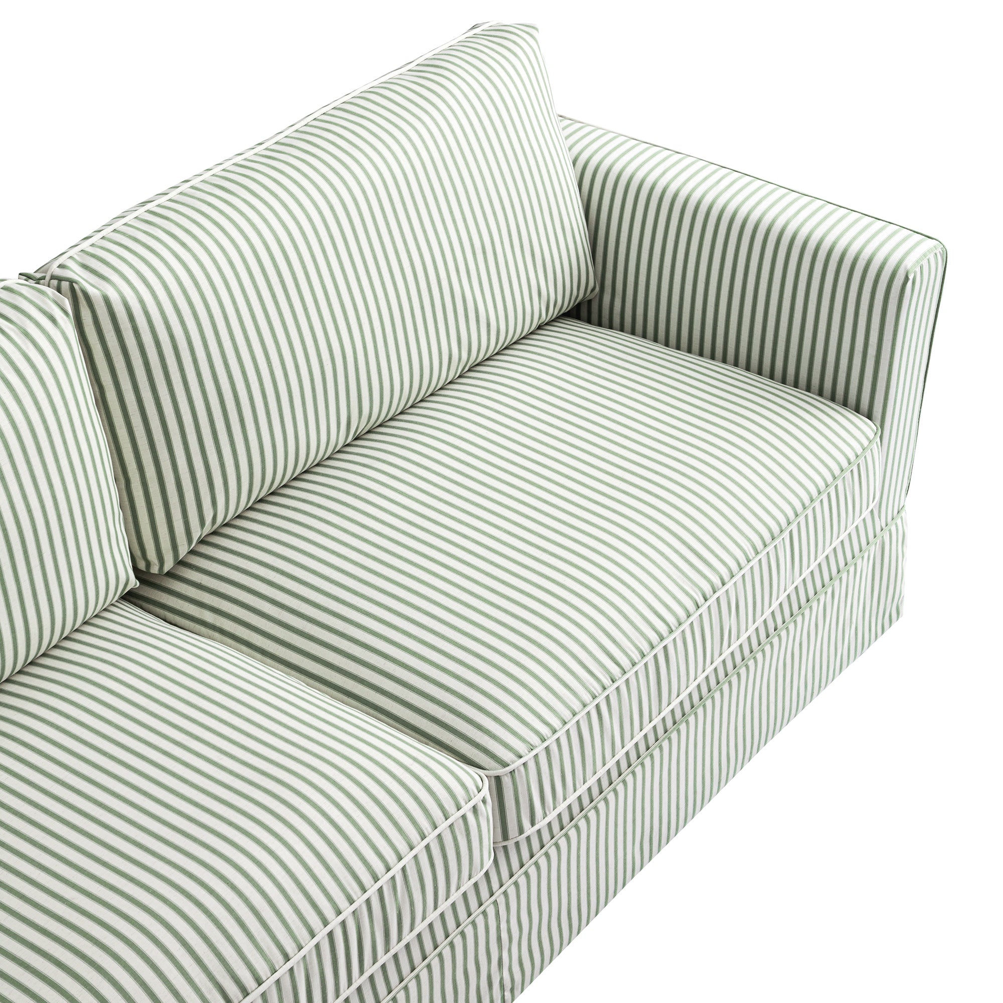 Fitz Skirted Large 3-Seater Sofa, Sage Striped Linen Blend