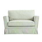 Fitz Skirted Loveseat, Sage Striped Linen Blend