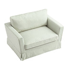 Fitz Skirted Loveseat, Sage Striped Linen Blend