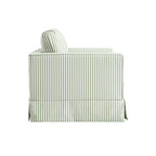 Fitz Skirted Loveseat, Sage Striped Linen Blend