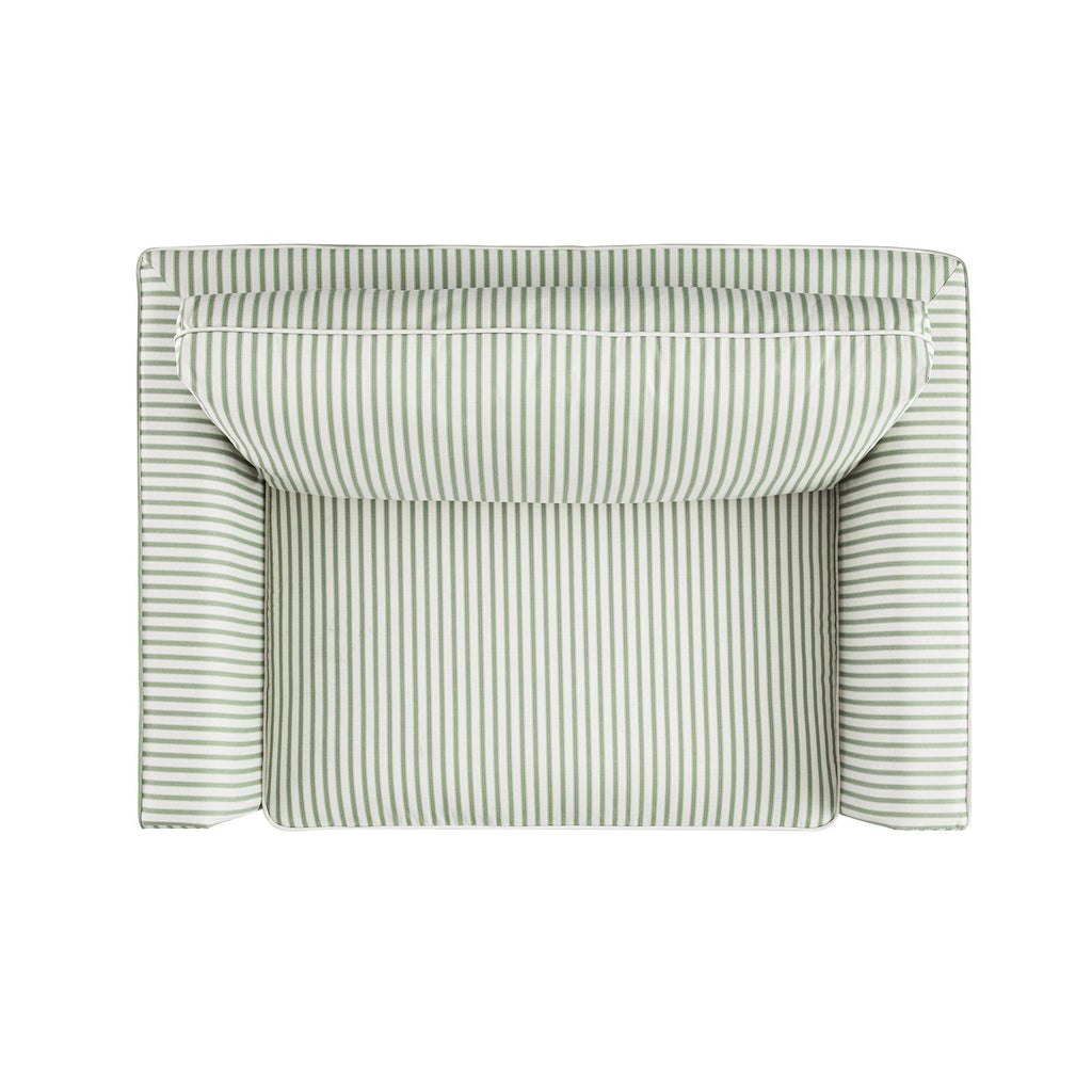 Fitz Skirted Loveseat, Sage Striped Linen Blend