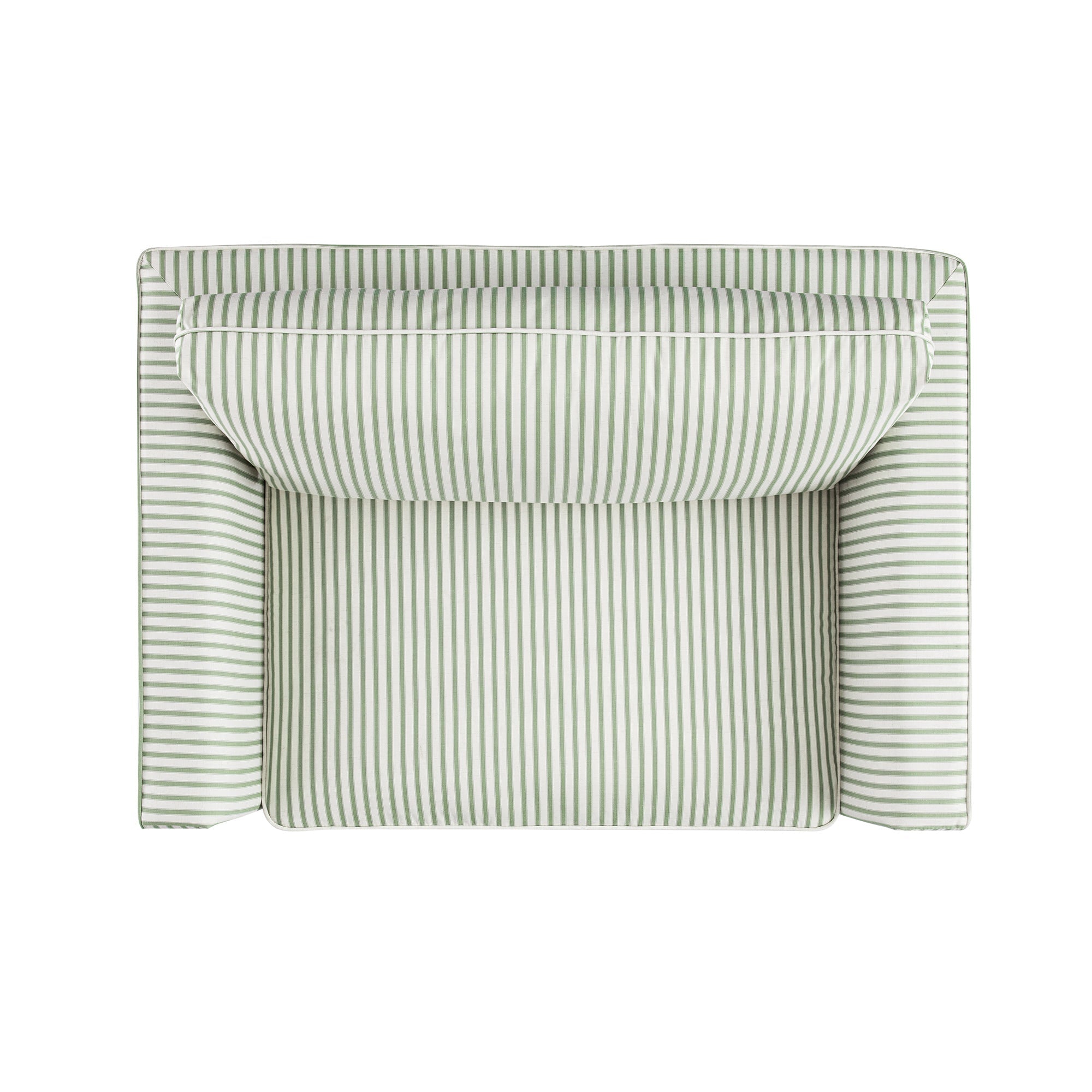 Fitz Skirted Loveseat, Sage Striped Linen Blend