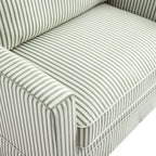Fitz Skirted Loveseat, Sage Striped Linen Blend