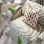 Fitz Skirted Loveseat, Sage Striped Linen Blend