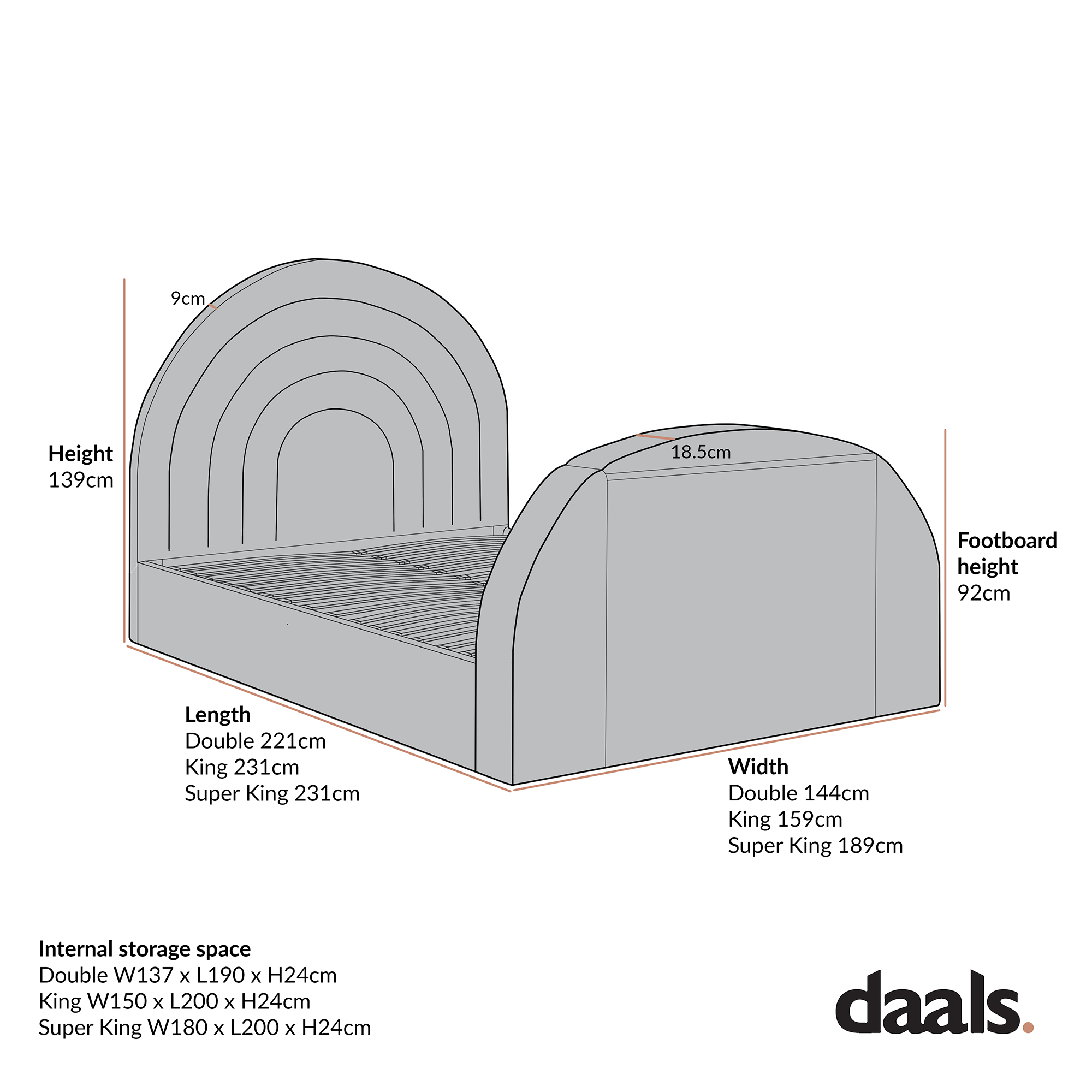 Archer White Boucle Ottoman TV Bed