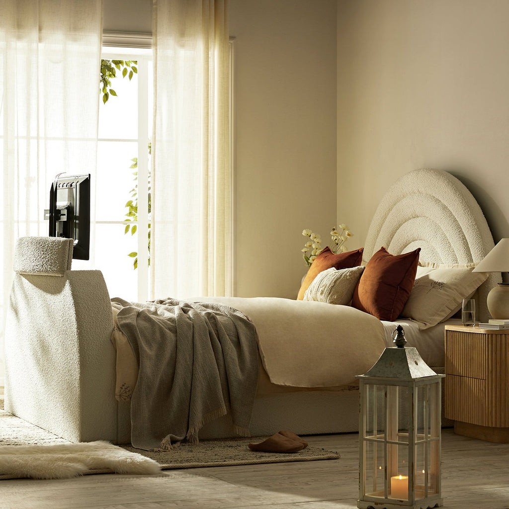 Archer White Boucle Ottoman TV Bed