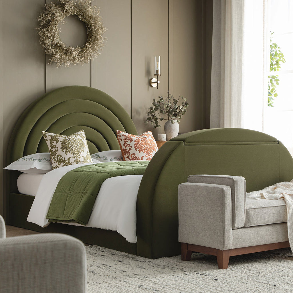 Archer Moss Green Velvet Ottoman TV Bed