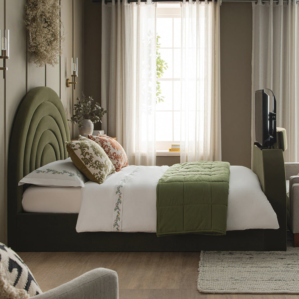 Archer Moss Green Velvet Ottoman TV Bed