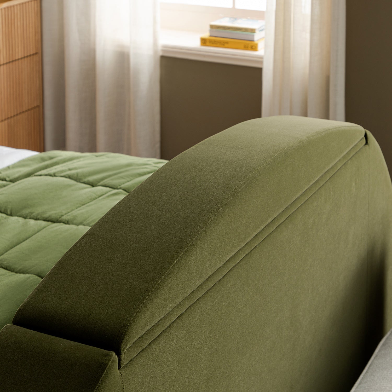 Archer Moss Green Velvet Ottoman TV Bed