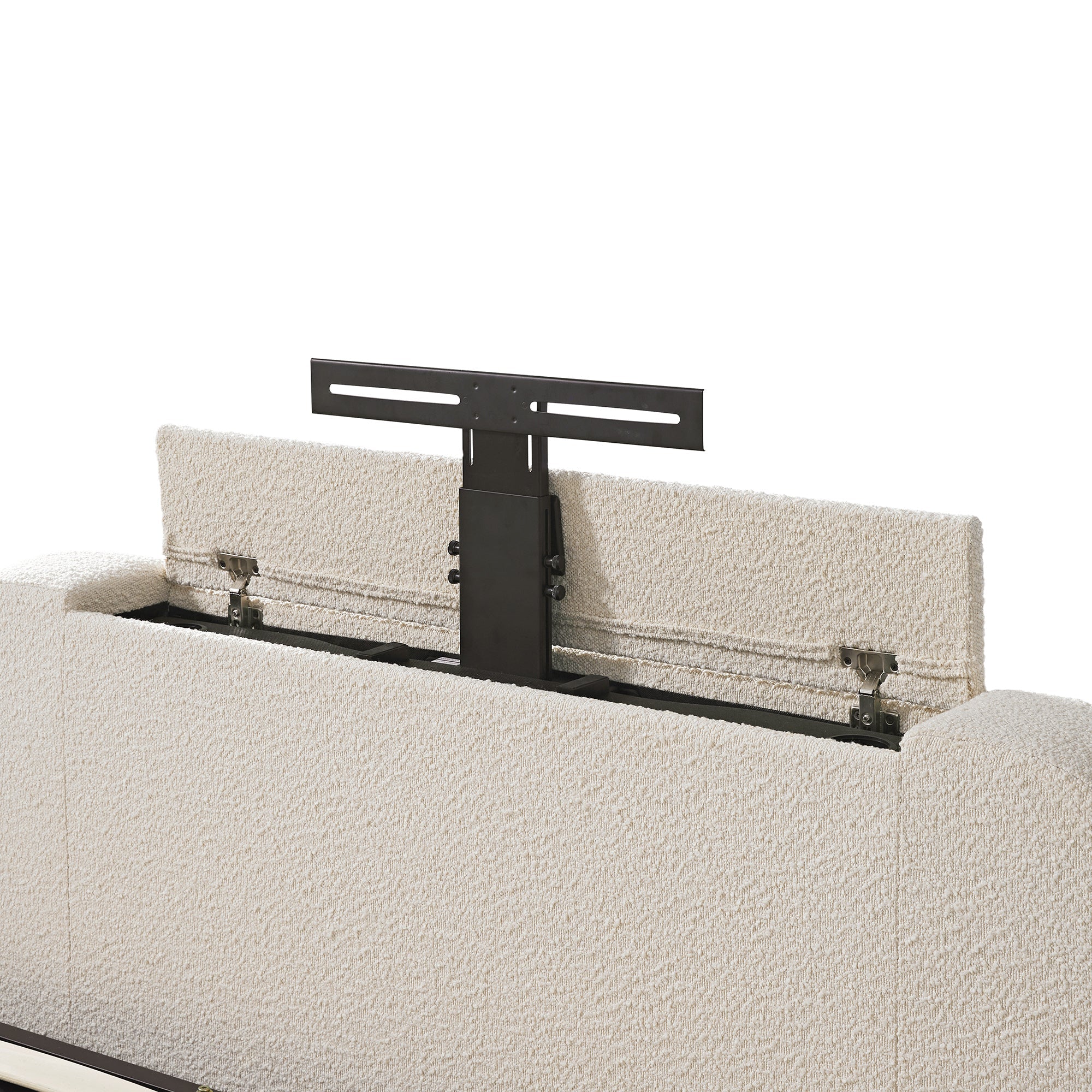 Egerie Curved Headboard Beige Boucle Ottoman TV Bed