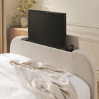 Egerie Curved Headboard Beige Boucle Ottoman TV Bed