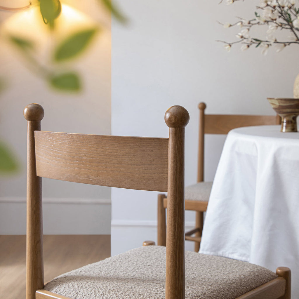 Tama Dining Chair, Light Taupe Boucle | Natural Oak Frame