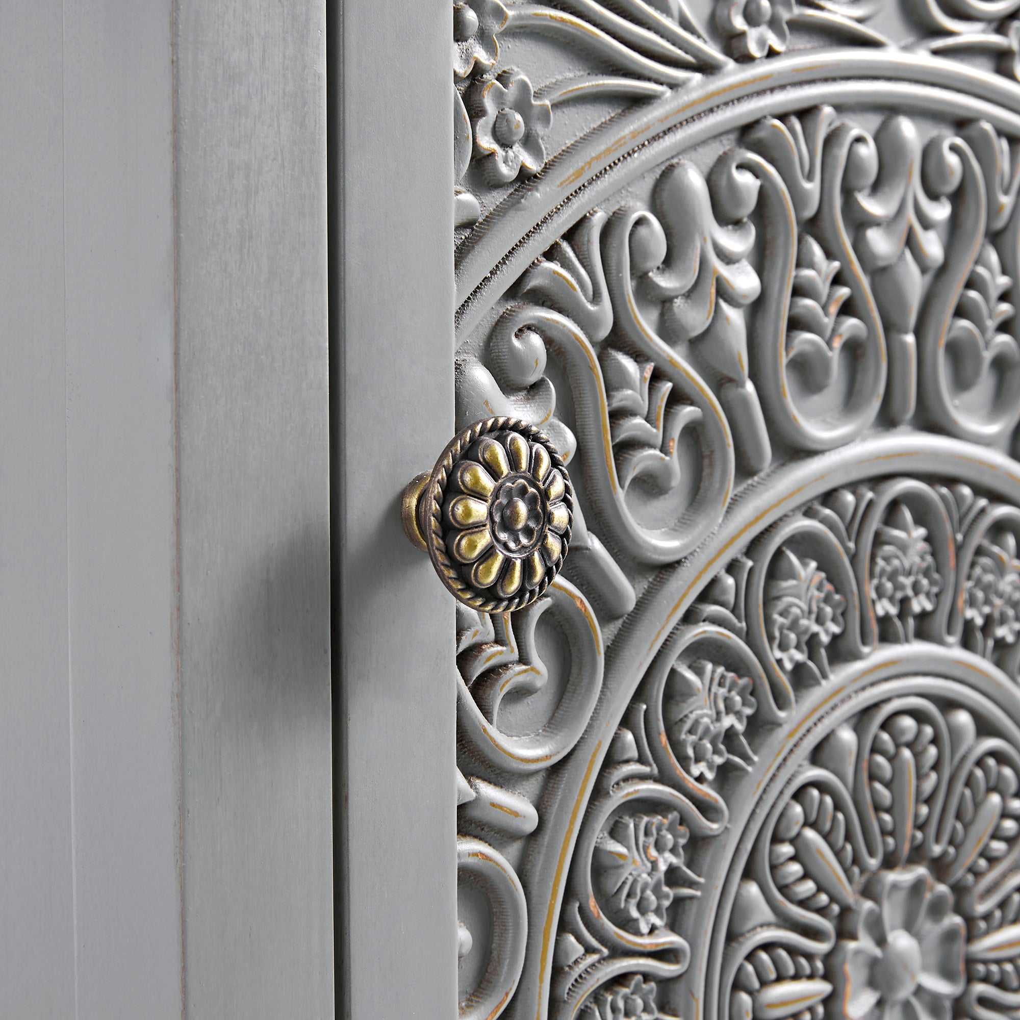 Chantilly Mid Grey Carved Bathroom Cupboard