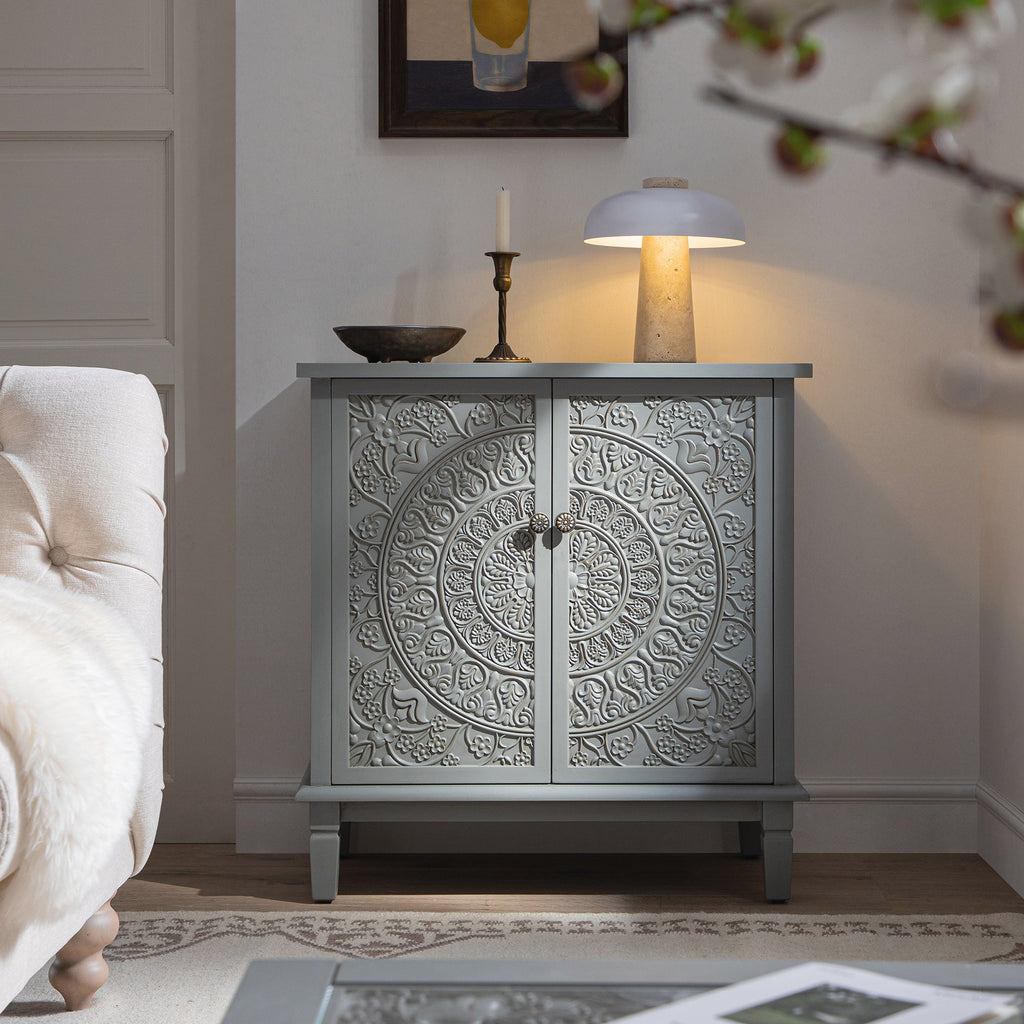 Chantilly Mid Grey Carved Small Sideboard