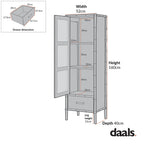 Elstowe Faux Bamboo and Fluted Glass 1-Door Cabinet, Warm Grey