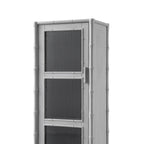 Elstowe Faux Bamboo and Fluted Glass 1-Door Cabinet, Warm Grey