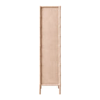 Elstowe Faux Bamboo and Fluted Glass 1-Door Cabinet, Nude Pink