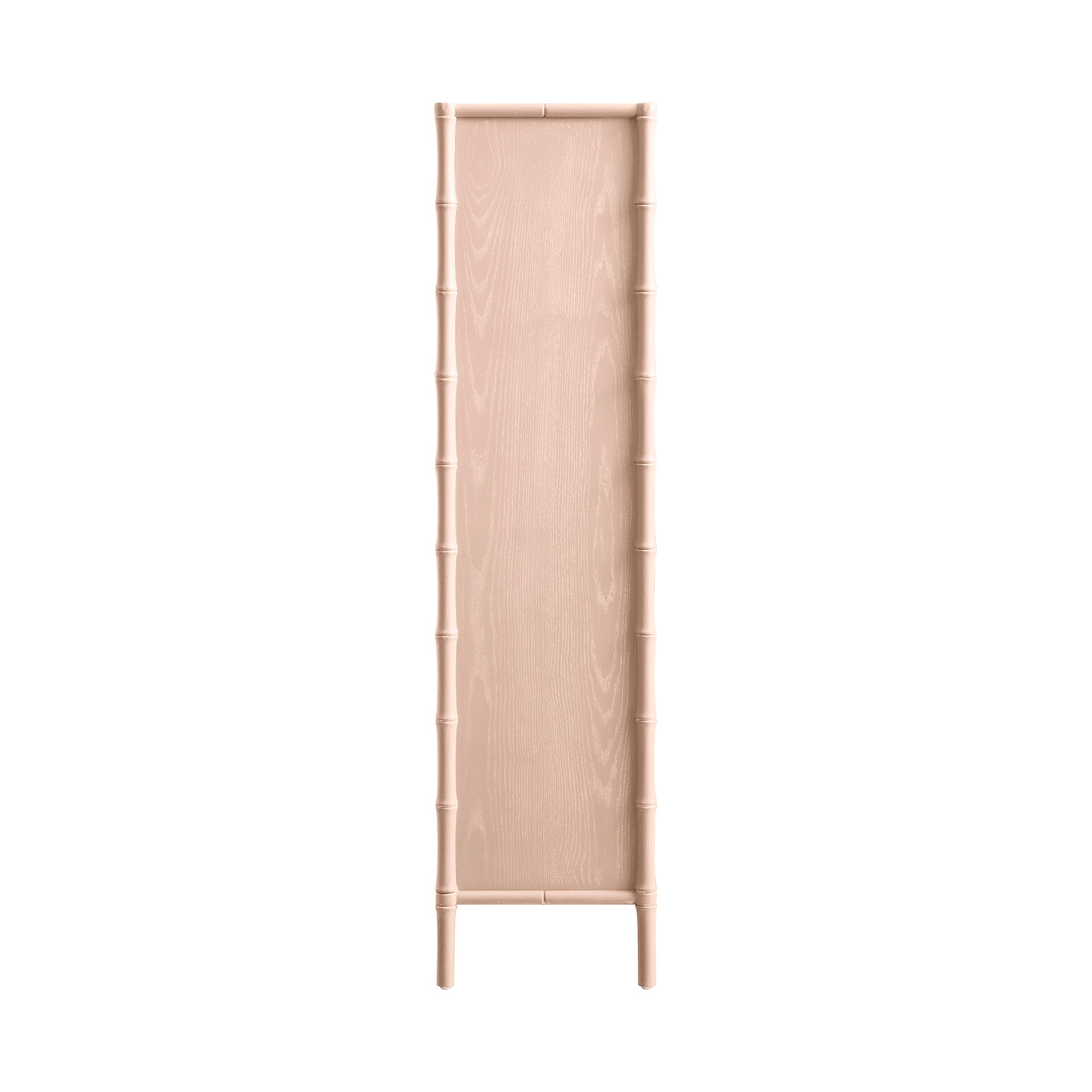 Elstowe Faux Bamboo and Fluted Glass 2-Door Cabinet, Nude Pink