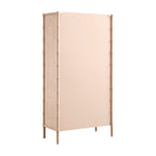 Elstowe Faux Bamboo and Fluted Glass 2-Door Cabinet, Nude Pink