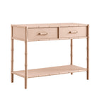 Elstowe Faux Bamboo 2-Drawer Console Table, Nude Pink