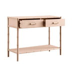 Elstowe Faux Bamboo 2-Drawer Console Table, Nude Pink