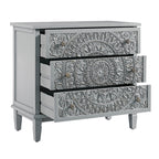 Chantilly Mid Grey Carved 3 Drawer Chest