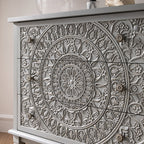 Chantilly Mid Grey Carved 3 Drawer Chest