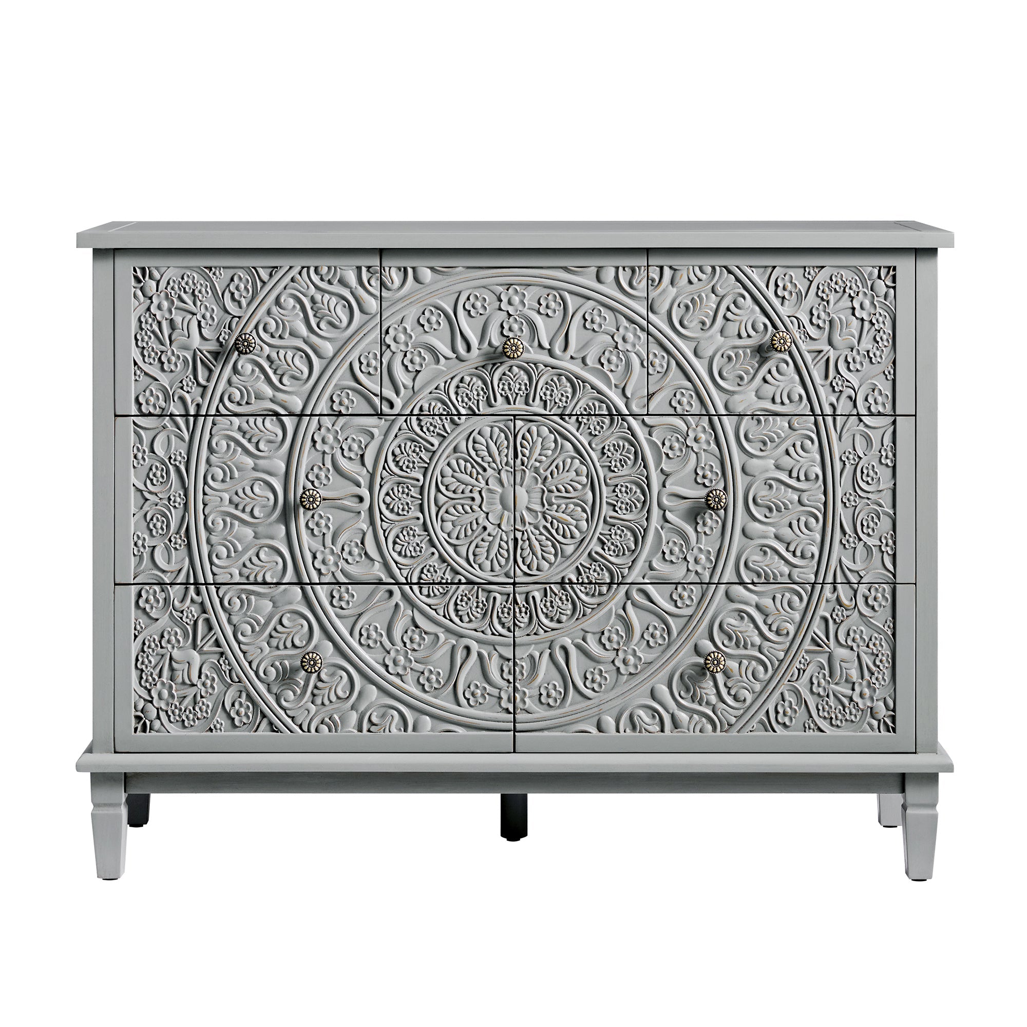 Chantilly Mid Grey Carved 3 over 4 Drawer Chest
