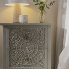 Chantilly Mid Grey Carved 2 Drawer Bedside Table