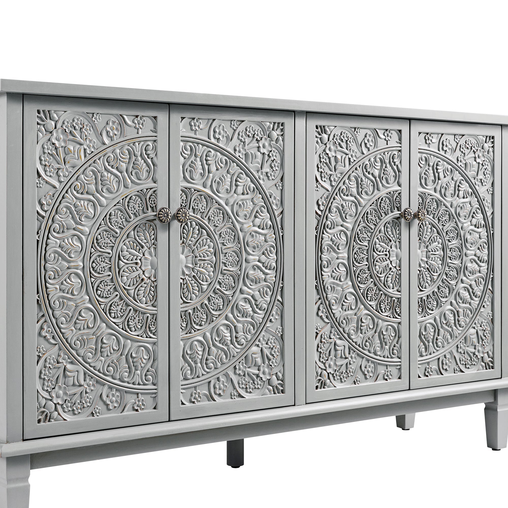 Chantilly Mid Grey Carved Large Sideboard
