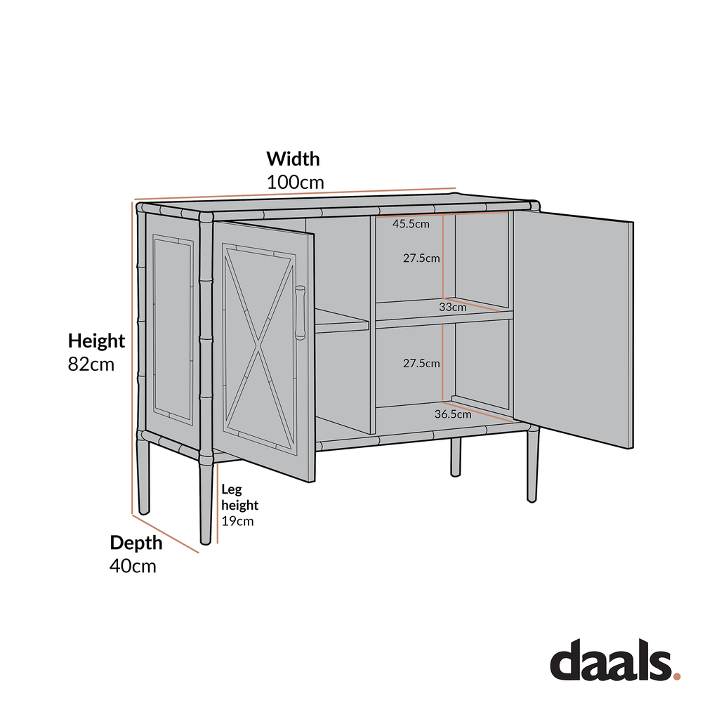 Elstowe Faux Bamboo Small Sideboard, Nude Pink