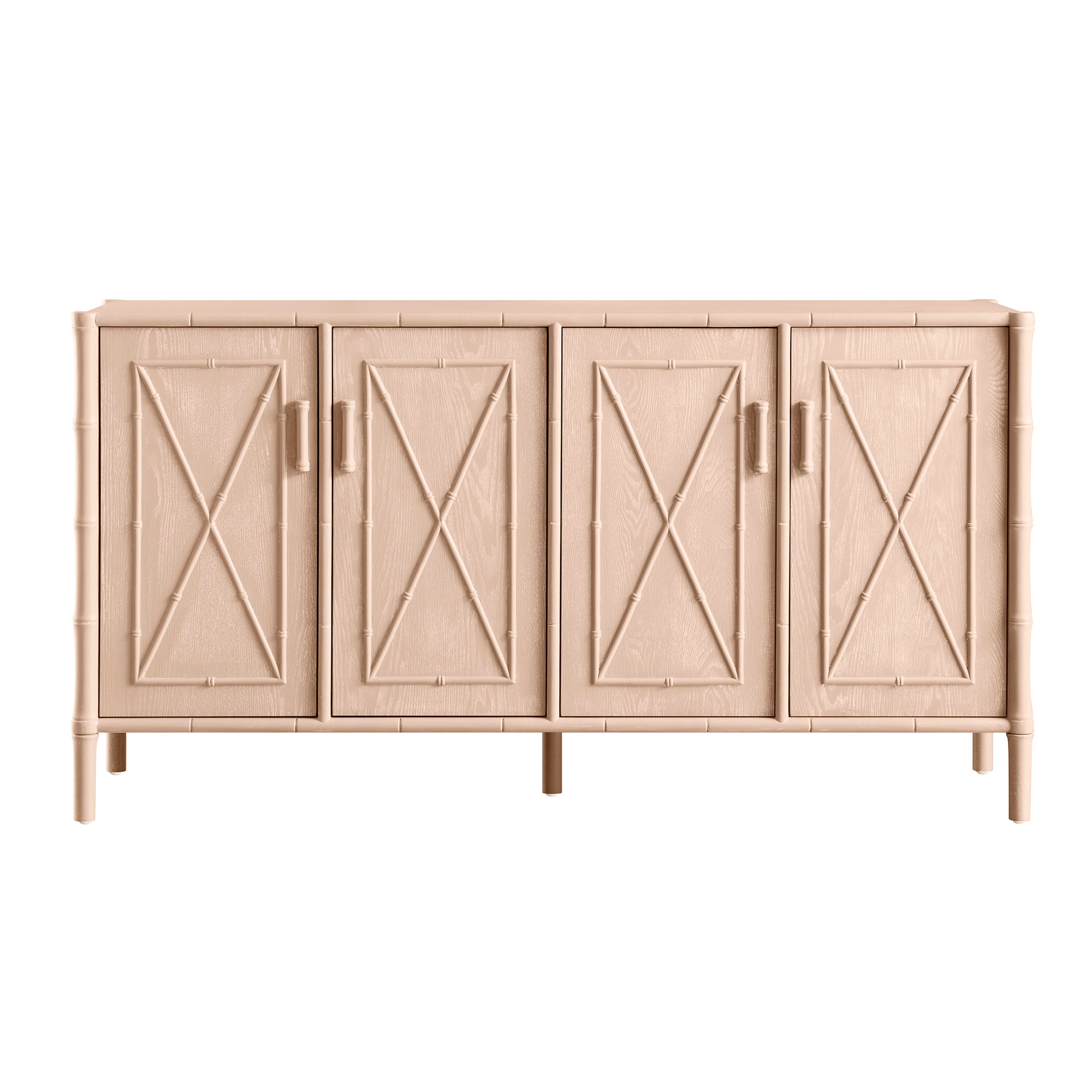 Elstowe Faux Bamboo Large Sideboard, Nude Pink