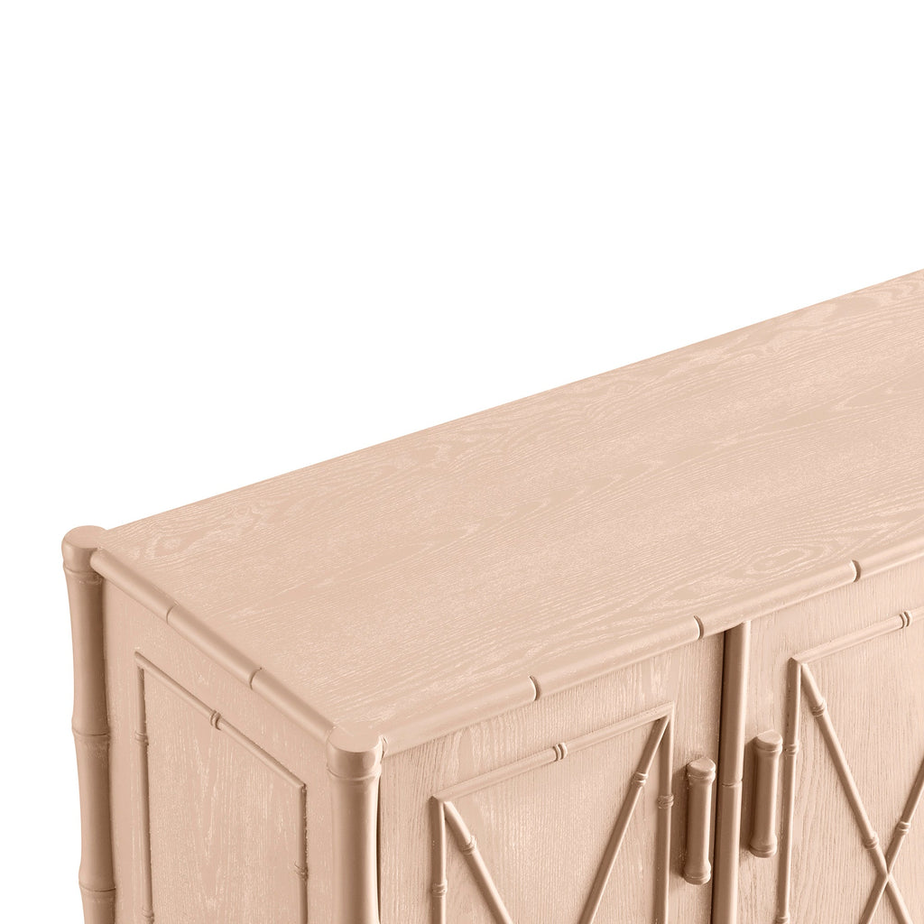 Elstowe Faux Bamboo Large Sideboard, Nude Pink