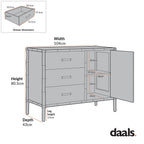 Elstowe Faux Bamboo 1-Door 3-Drawer Sideboard, Nude Pink