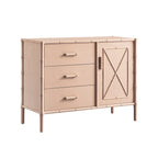 Elstowe Faux Bamboo 1-Door 3-Drawer Sideboard, Nude Pink