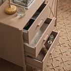 Elstowe Faux Bamboo 1-Door 3-Drawer Sideboard, Nude Pink