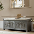 Chantilly Mid Grey Carved Storage Bench