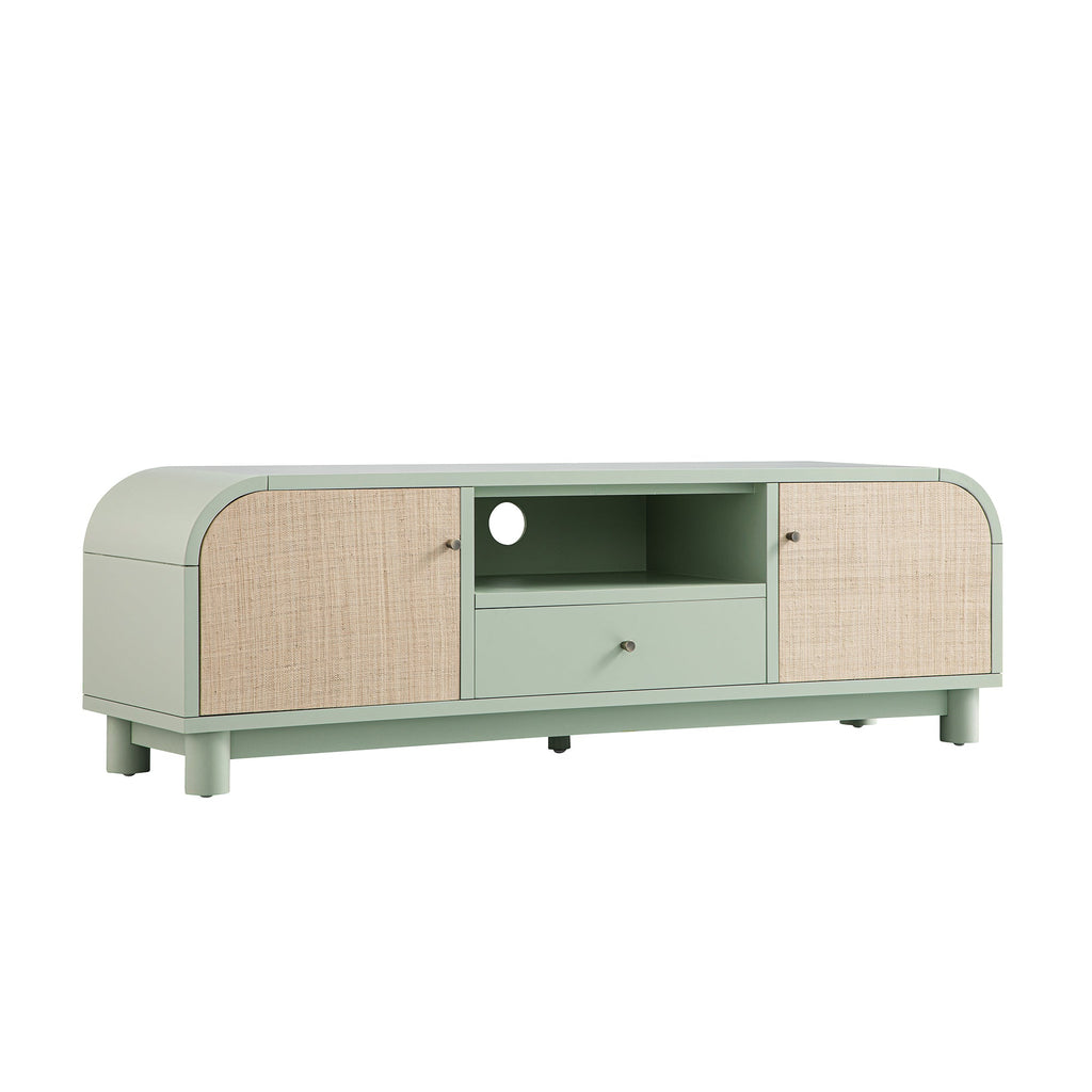 Maude TV Unit, Muted Pistachio Ash with Raffia