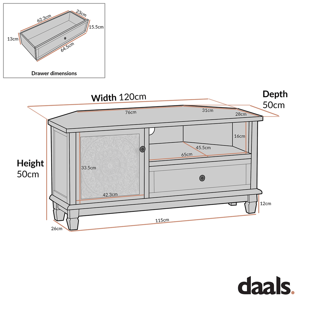 Chantilly Mid Grey Corner TV Unit