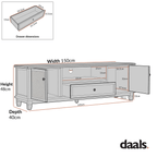 Chantilly Mid Grey 150cm Wide TV Unit