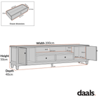 Chantilly Mid Grey 200cm Wide TV Unit