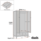 Chantilly Mid Grey Carved Double Wardrobe