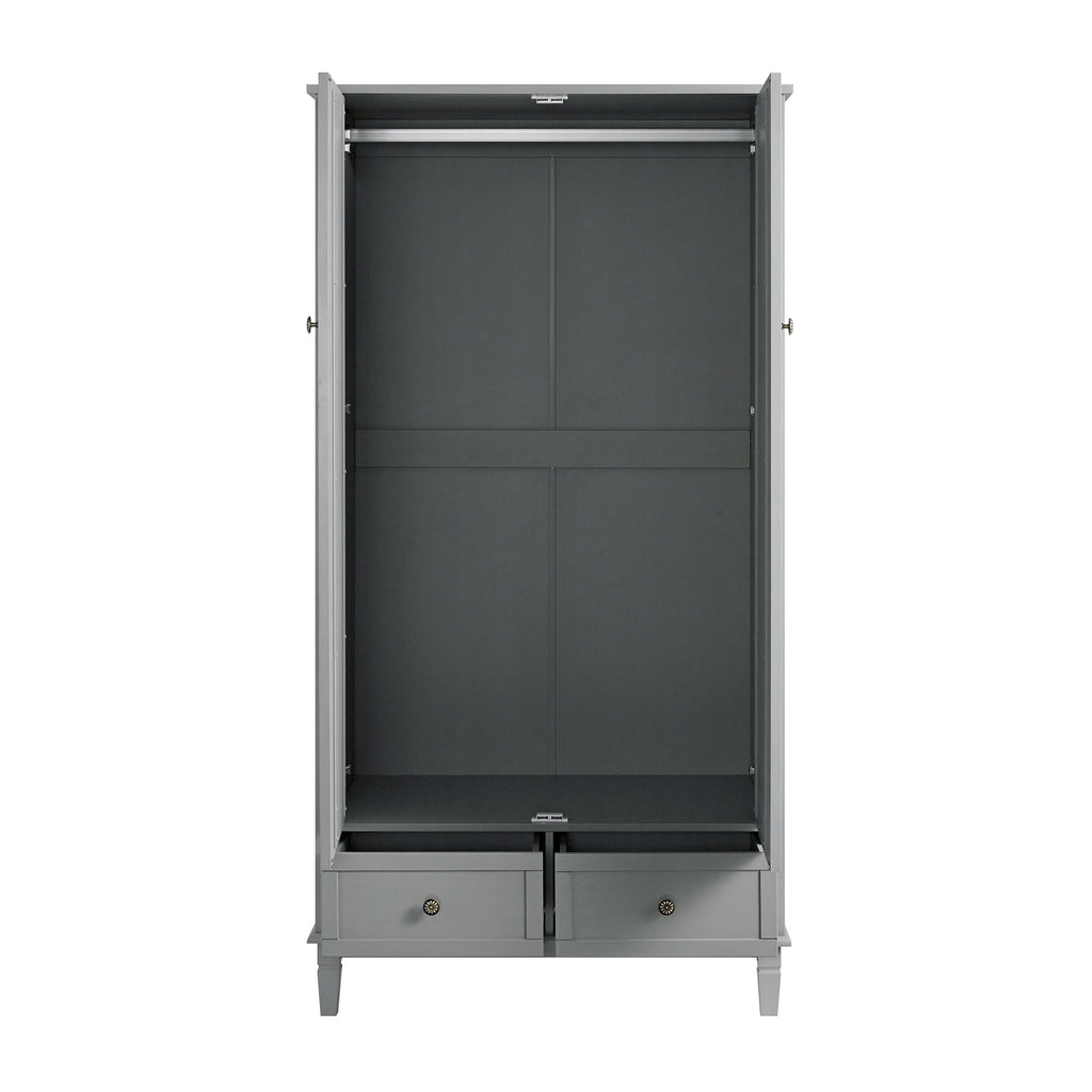Chantilly Mid Grey Carved Double Wardrobe