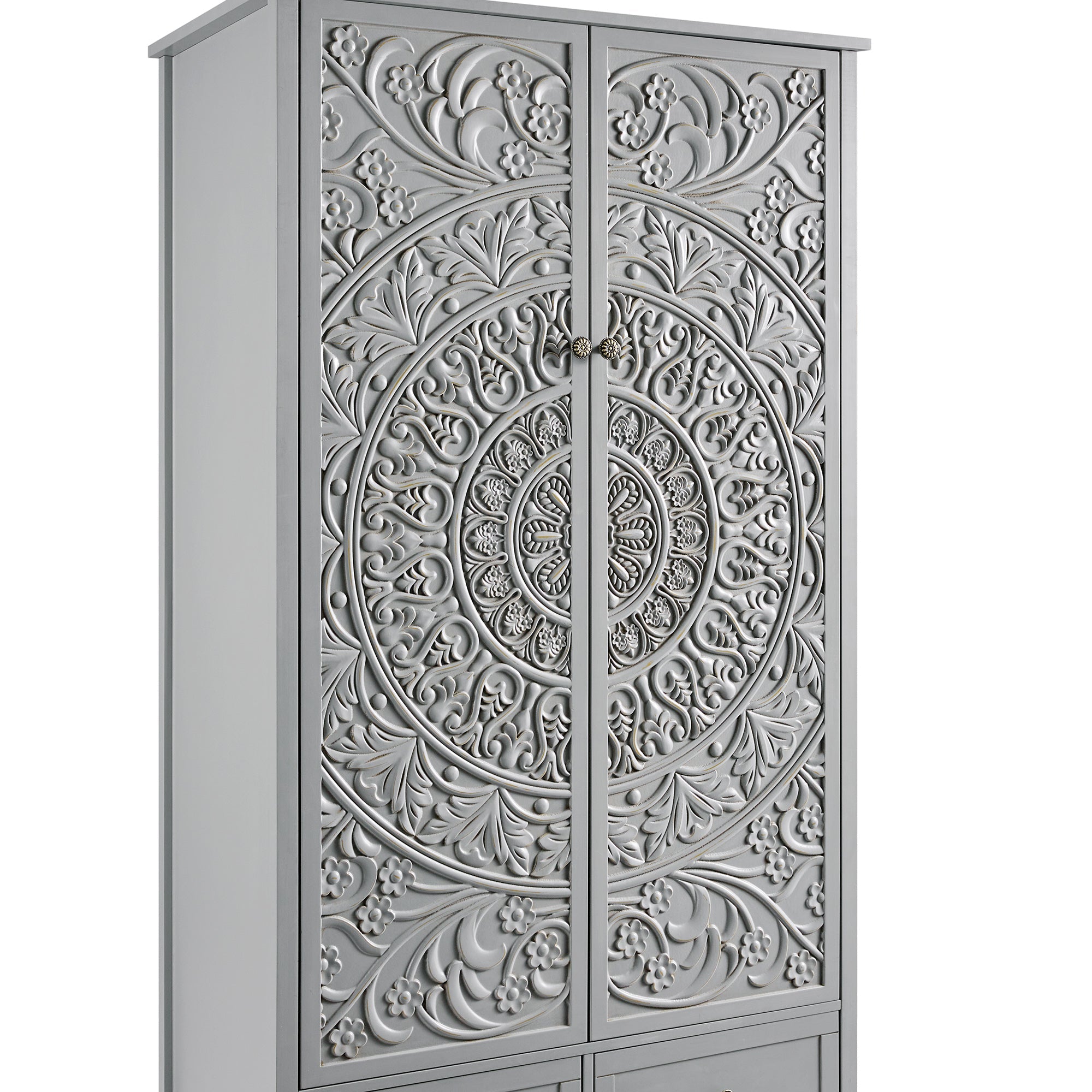 Chantilly Mid Grey Carved Double Wardrobe