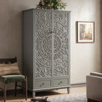 Chantilly Mid Grey Carved Double Wardrobe